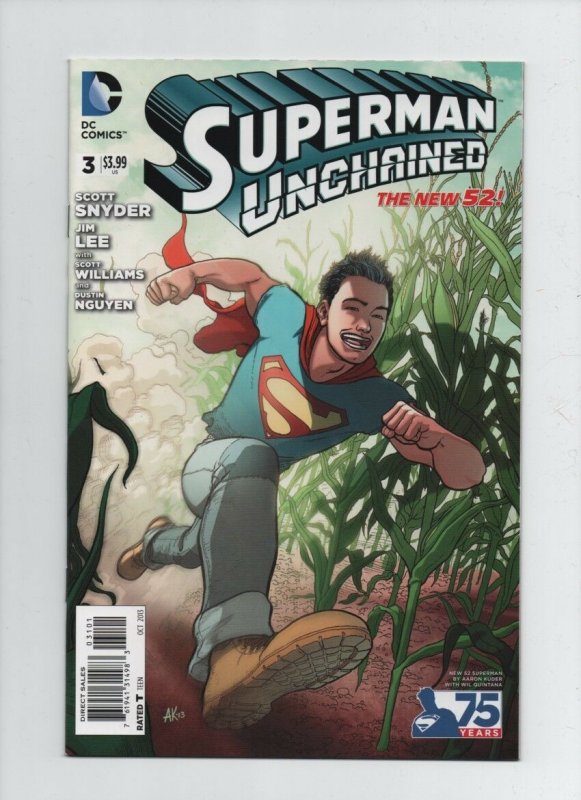 Superman Unchained #3 - New 52 Lot of 2 with Variant - (Grade 9.2) 2013 (DC Comics, 2013), raw comic book in 9.2 condition — front cover