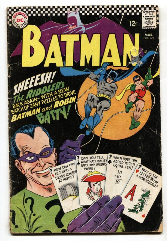 Batman #179 (DC Comics, 1966), raw comic book in VG condition — front cover