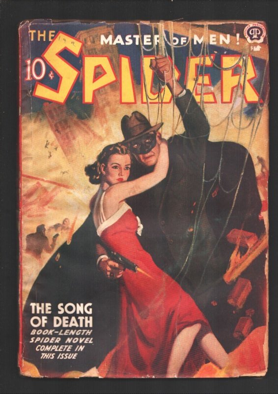 Spider 2/1939-"The Song of Death"-Spider Rescue Cover-Hero Pulp-Bottom 1/2 of... (Popular Publications, 1939), raw, ungraded comic book — front cover