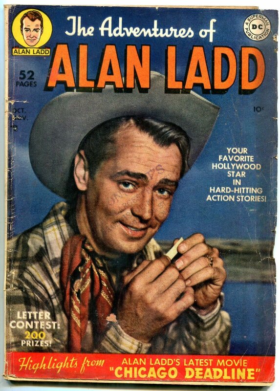 Adventures of Alan Ladd #1 (DC Comics, 1949), raw comic book in VG- condition — front cover