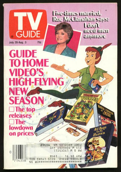 Mag: TV Guide 07/28/1990-Rue Mcclanahan/hottest Videos G, raw, ungraded comic book — front cover