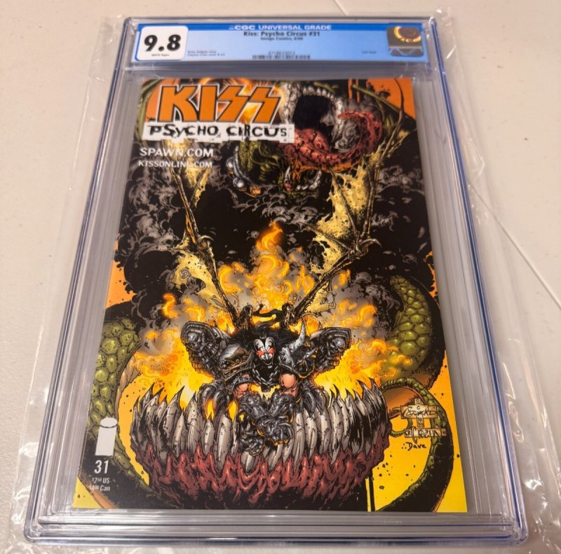 Kiss Psycho Circus #31 (2000), CGC 9.8 graded comic book, Universal Blue label — front cover in its holder