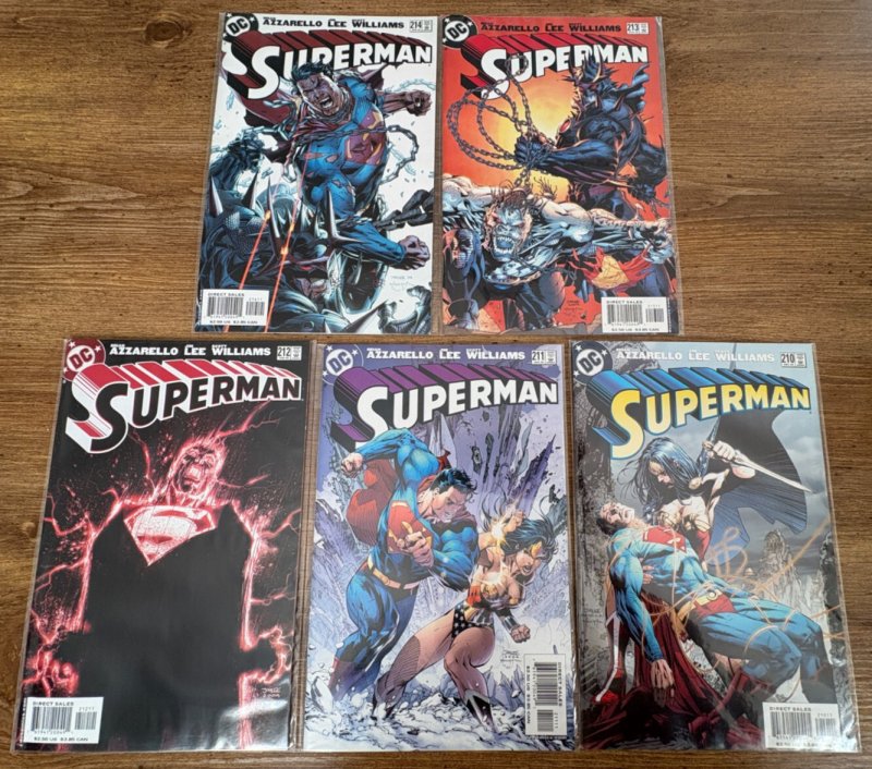 Lot of 5 Superman DC Comic Books # 210 211 212 213 214 NM 1st Prints 7 J440, raw comic book in NM condition — front cover