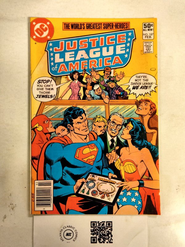 Justice League of America #187 (DC Comics, 1981), raw comic book in FN condition — front cover