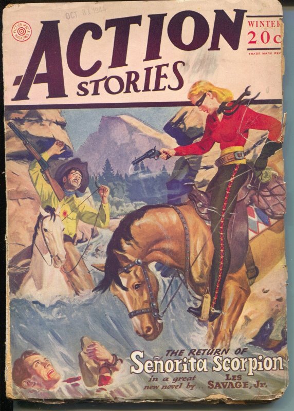 Action Stories-Winter 1944-Senorita Scorpion-rare Issue-G+ (1944), raw, ungraded comic book — front cover