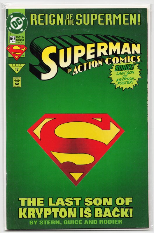 Action Comics #687 (DC Comics, 1993), raw, ungraded comic book — front cover