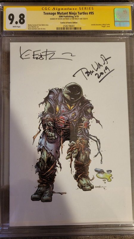 Teenage Mutant Ninja Turtles #95, CGC 9.8 graded comic book, Signature Series label — front cover in its holder