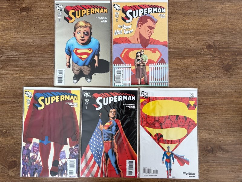 Lot of 5 Superman DC Comic Books # 701 702 703 704 705 NM 1st Prints 5 J440, raw comic book in NM condition — front cover