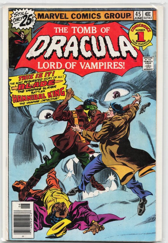 Tomb of Dracula #45 (Marvel Comics, 1976), raw, ungraded comic book — front cover