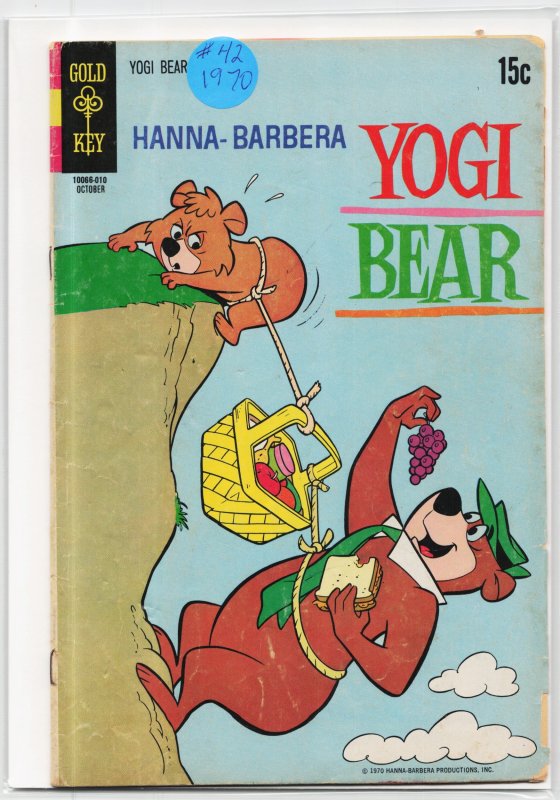Yogi Bear #42 (Gold Key, 1970), raw, ungraded comic book — front cover