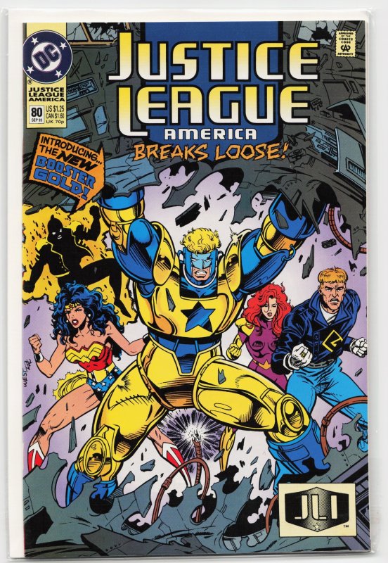 Justice League America #80 (DC Comics, 1993), raw, ungraded comic book — front cover