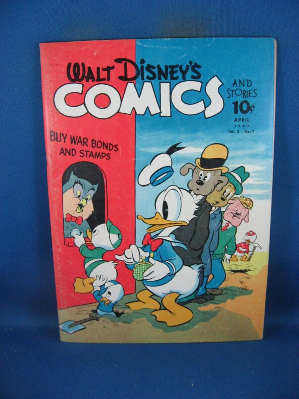 Walt Disney Comics Stories #31 (Dell Comics, 1943), raw comic book in VF condition — front cover