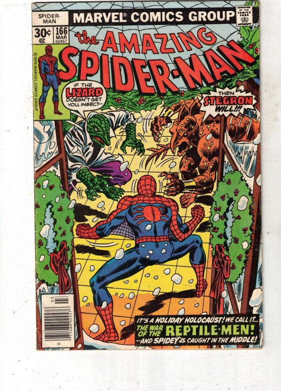 The Amazing Spider-Man #166 (Marvel Comics, 1977), comic book — front cover in its holder