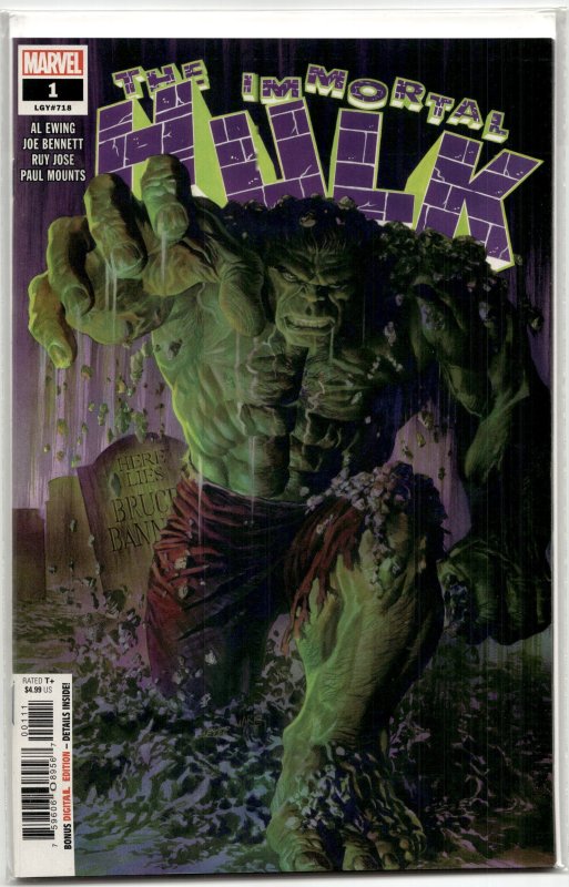 The Immortal Hulk #1 (Marvel Comics, 2018), raw, ungraded comic book — front cover