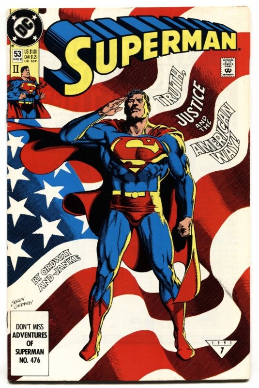 Superman-Second Print #53 - 1991 - DC - VF - Comic Book (DC Comics, 1991), raw comic book in VF condition — front cover