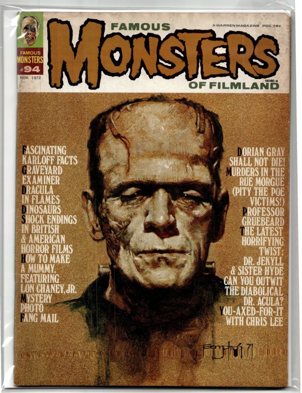Famous Monsters of Filmland #94 (Warren Publishing, 1972), raw, ungraded comic book — front cover