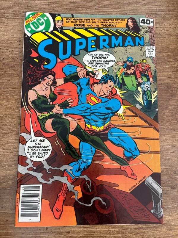 Superman #336 (DC Comics), raw comic book in VF/NM condition — front cover