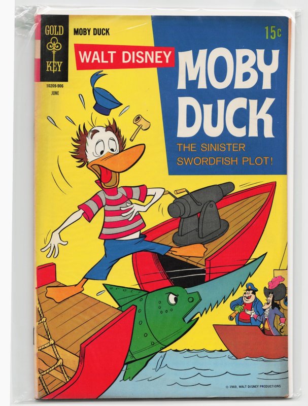 Walt Disney Moby Duck #6 (Gold Key, 1969), raw, ungraded comic book — front cover