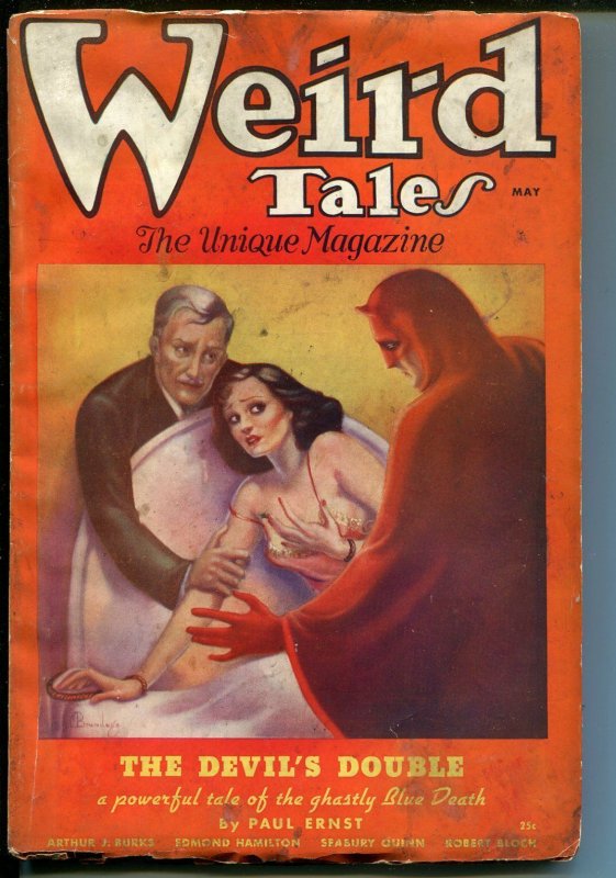 Weird Tales 5/1936-Margaret Brundage-Dr Satan-Edmond Hamilton-Bloch-pulp-VG, raw comic book in VG condition — front cover