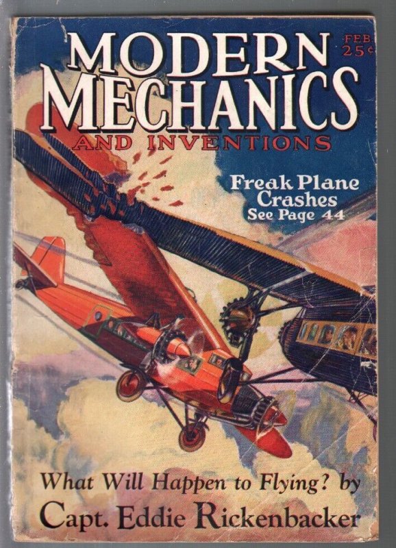 Modern Mechanics and Inventions 2/1929-Fawcett-ERB-Capt Rickenbacker-VG- (Fawcett Publications), raw comic book in VG- condition — front cover