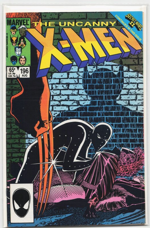 The Uncanny X-Men #196 (Marvel Comics, 1985), raw, ungraded comic book — front cover