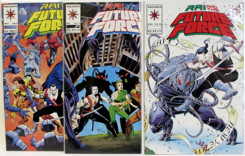Rai Lot of 3 #9, 11, 19 Valiant (1994) and the Future Force Comic Books (1994), raw, ungraded comic book — front cover