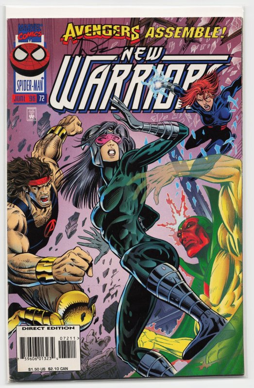 The New Warriors #72 (Marvel Comics, 1996), raw, ungraded comic book — front cover