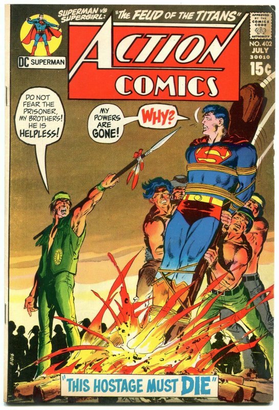 Action Comics #402 (DC Comics, 1971), raw comic book in FN- condition — front cover