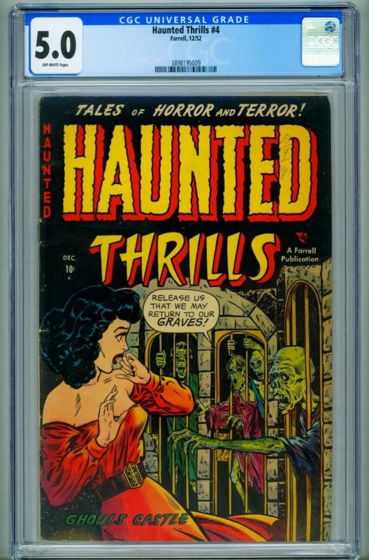 Haunted Thrills #4 (Star Publications, 1952), CGC 5.0 graded comic book, Universal Blue label — front cover in its holder