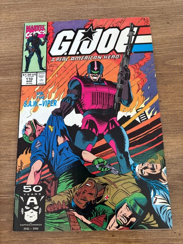 G.I. Joe #110 (Marvel Comics), raw comic book in VF/NM condition — front cover