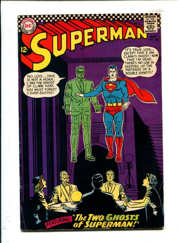 Superman #186 (DC Comics, 1964), raw comic book in 6.0 condition — front cover