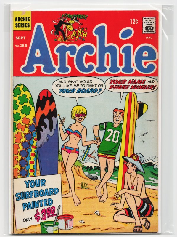 Archie #185 (Archie Comics, 1968), raw, ungraded comic book — front cover