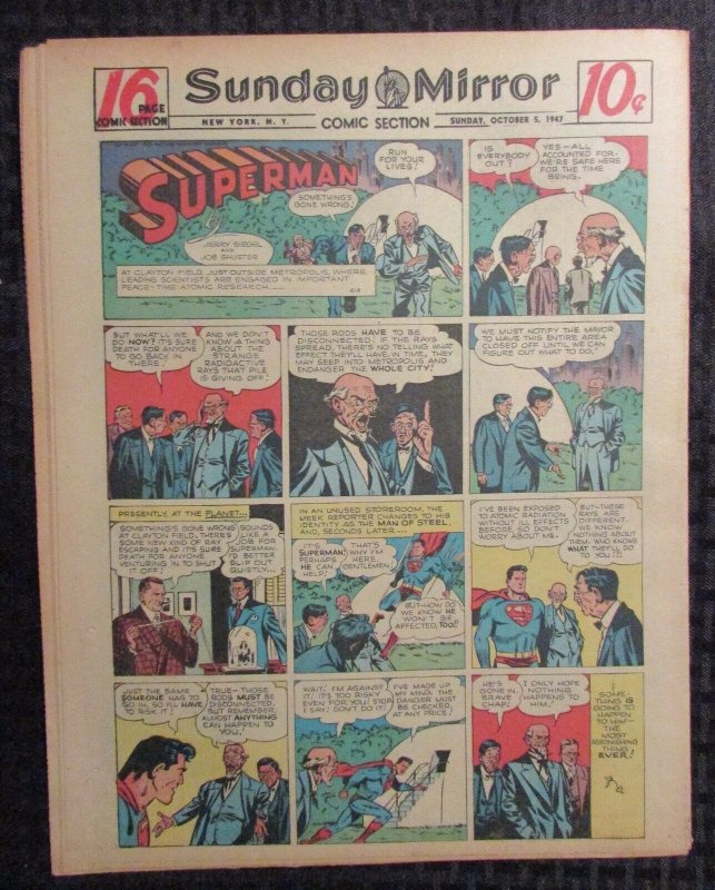 1947 Oct 5 Sunday Mirror Comic Section Vg/fn 5.0 Superman / Joe Palooka 16pgs (1947), raw comic book in VG/FN 5.0 condition — front cover
