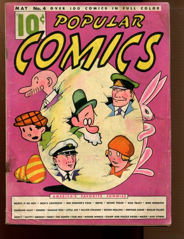 Popular Comics #4 (Dell Comics, 1936), raw comic book in 2.5 condition — front cover
