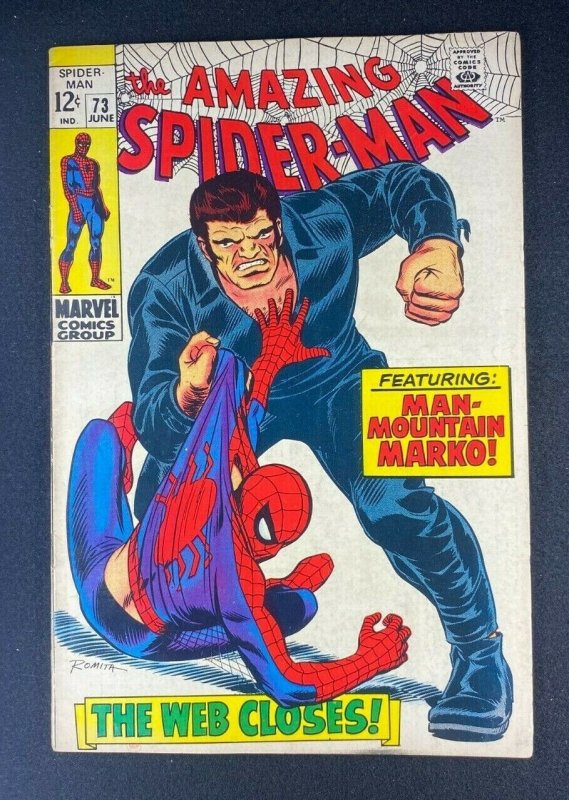 Amazing Spider-Man #73 (Marvel Comics, 1963), raw comic book in FN 6.0 condition — front cover