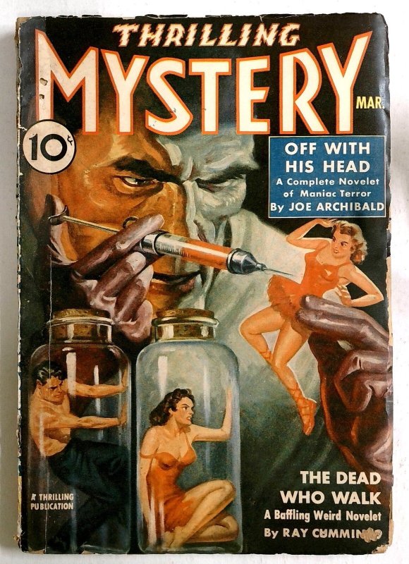 Thrilling Mystery Mar 1940 - Alex Schomburg Zombie art - Injection Cover - (1940), raw, ungraded comic book — front cover