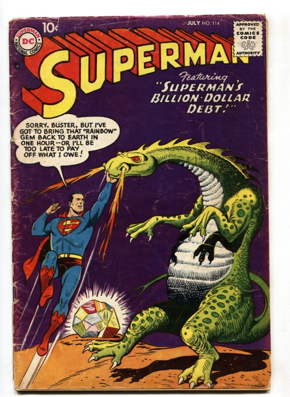 Superman #114 - 1957 - DC - VG- - Comic Book (DC Comics, 1957), raw comic book in VG- condition — front cover