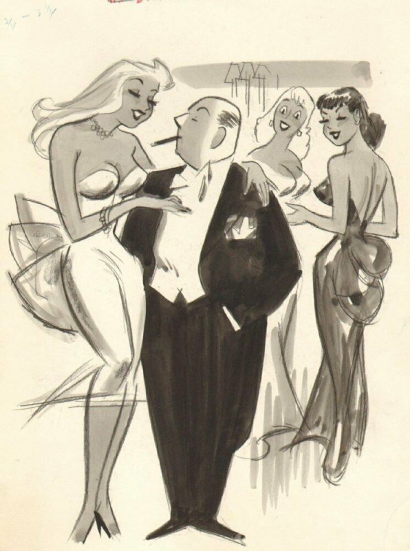 Gorgeous Blond & Babes - Humorama 1956 Playboy art by Michael Berry (1956), raw, ungraded comic book — front cover