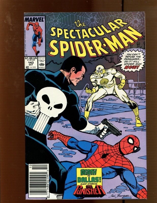 Spectacular Spider-Man #143 (Marvel Comics, 1988), raw comic book in 8.5 condition — front cover