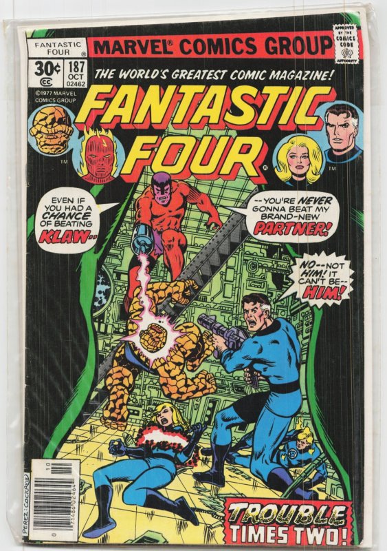 Fantastic Four #187 (Marvel Comics, 1977), raw, ungraded comic book — front cover