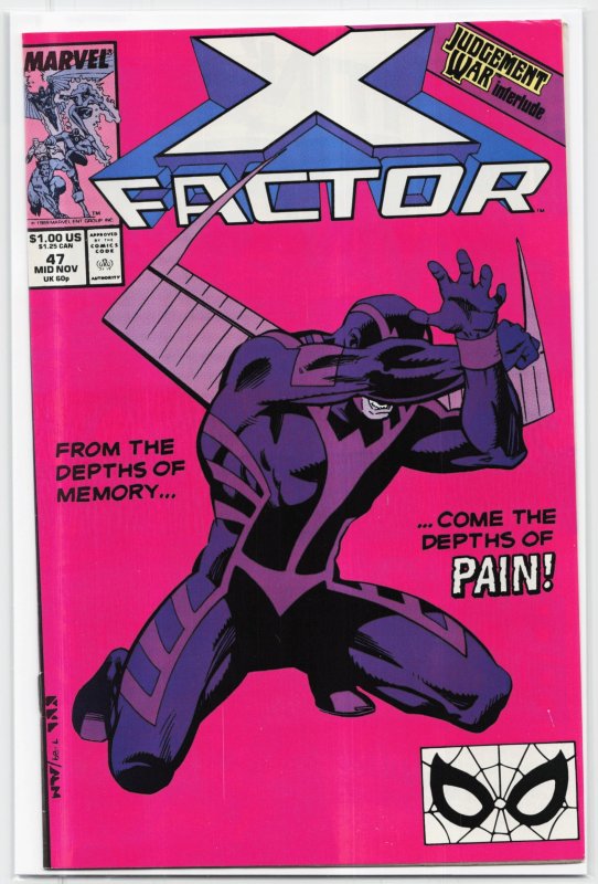 X-Factor #47 (Marvel Comics, 1989), raw, ungraded comic book — front cover