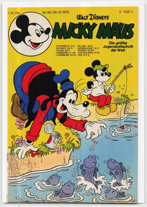 Micky Maus #43 (1975), raw, ungraded comic book — front cover