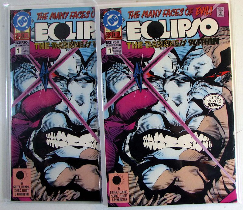 Eclipso the Darkness Within Lot of 2 #1 n x2 DC (1992) Comic Books (DC Comics, 1992), raw, ungraded comic book — front cover