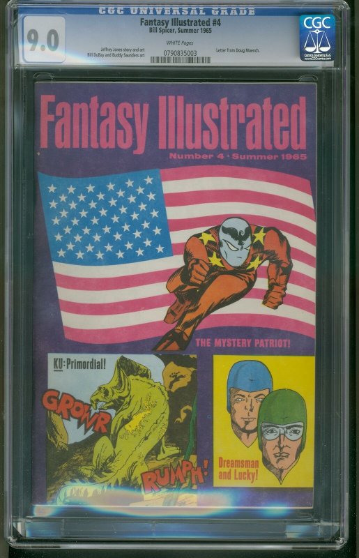 Fantasy Illustrated #4, CGC 9.0 graded comic book, Universal Blue label — front cover in its holder