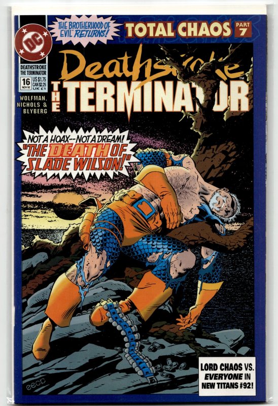 Deathstroke the Terminator #16 (DC Comics, 1992), raw, ungraded comic book — front cover