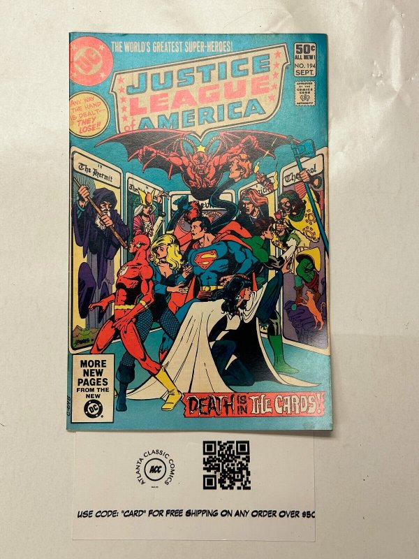 Justice League of America #194 (DC Comics, 1981), raw comic book in VF condition — front cover
