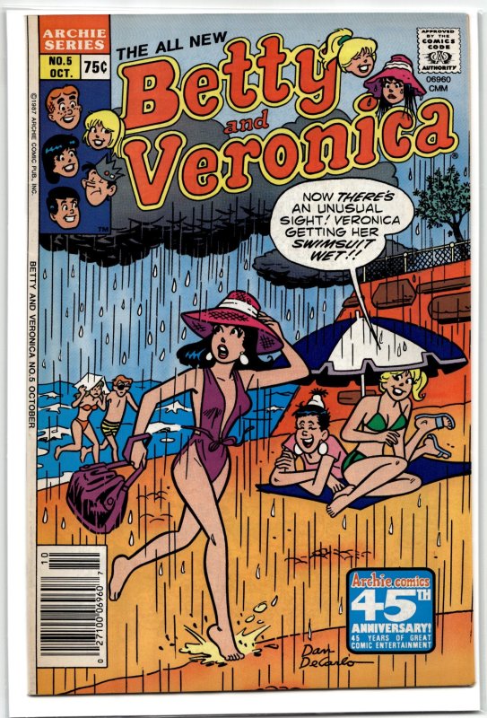 Betty and Veronica #5 (Archie Comics, 1987), raw, ungraded comic book — front cover