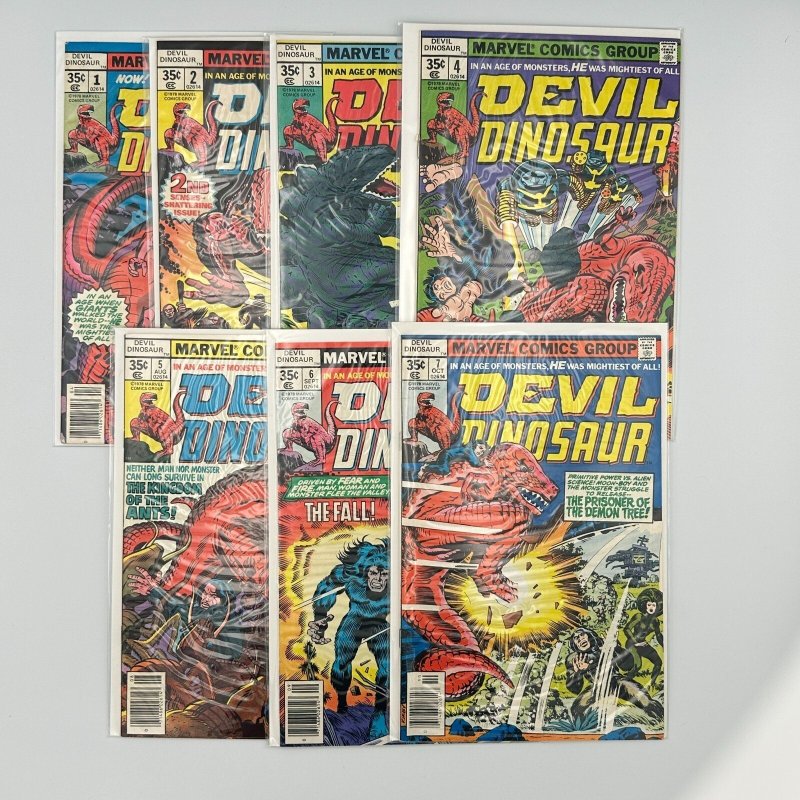 Devil Dinosaur #1-7 (Marvel, 1978) Raw Set - Jack Kirby - Bronze Age Lot (Marvel Comics, 1978), raw, ungraded comic book — front cover