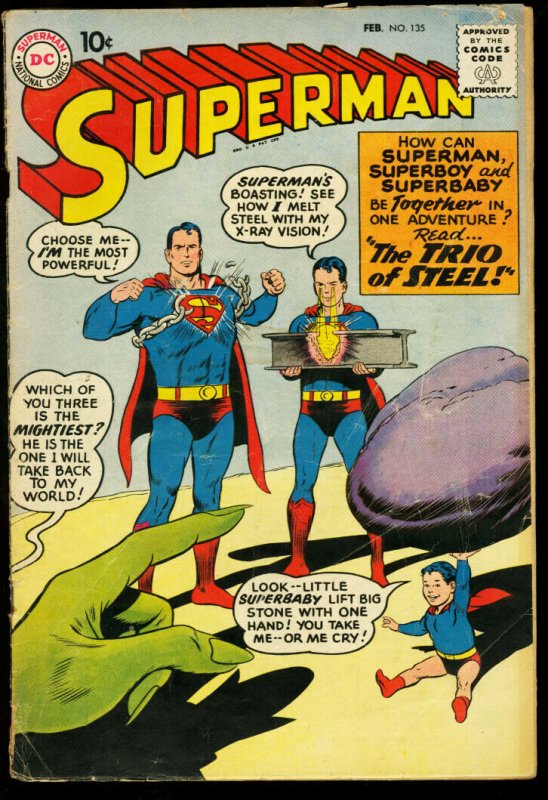 Superman #135 (DC Comics, 1960), raw comic book in VG condition — front cover