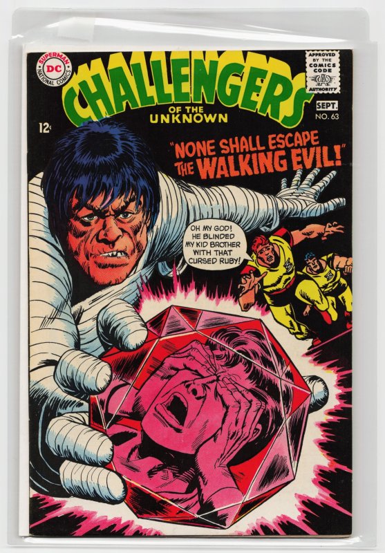 Challengers of the Unknown #63 (DC Comics, 1968), raw, ungraded comic book — front cover